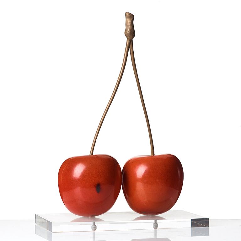 Hans Hedberg, a faience and bronze sculpture of cherries, Biot, France.