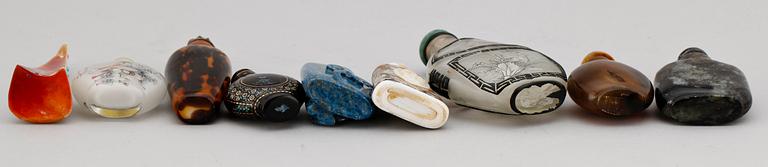 SNUSFLASKOR, 9 st, Kina, orientaliska, 1800-1900-tal.