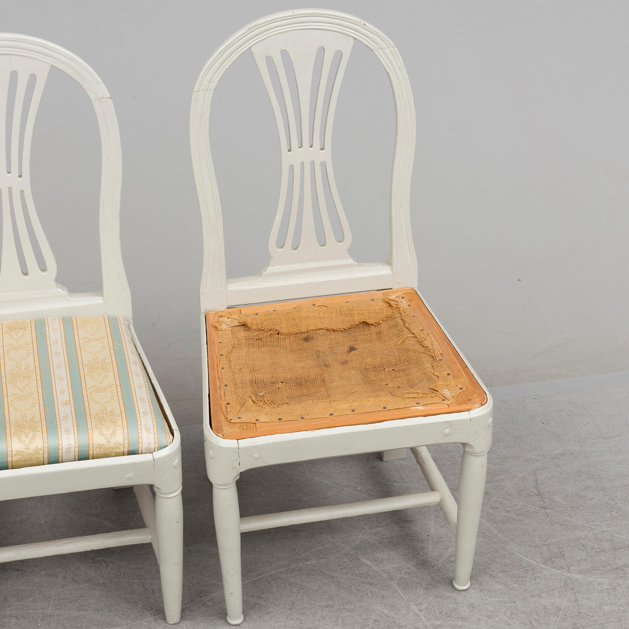 A set of three chairs from around year 1800.