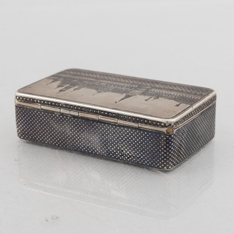 A Russian Silver Niello Box, Moscow 1888.