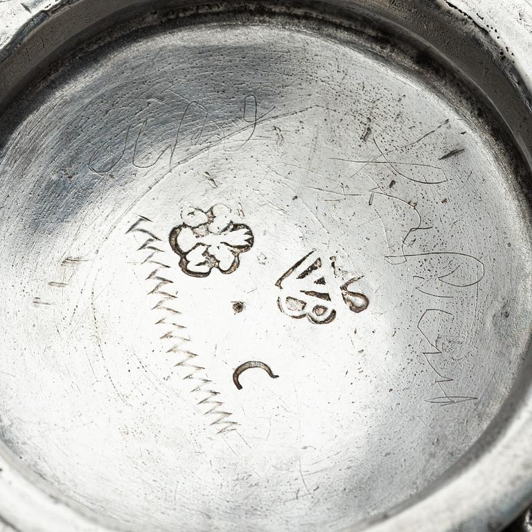 Johan Wallman, brännvinskål, silver, Varberg 1719. Barock.