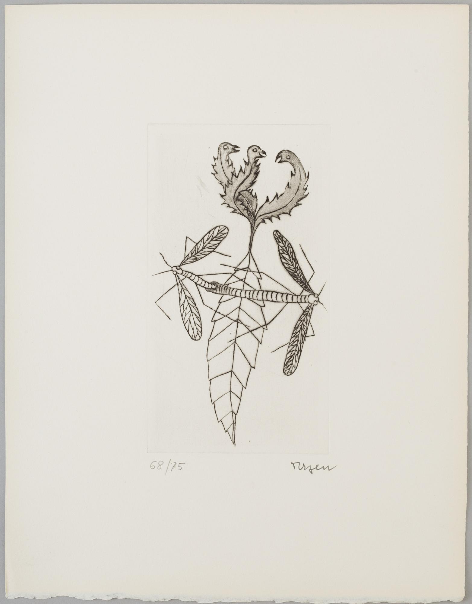 MARIE TOYEN, engraving, signed and numbered 68/75, and BOK,
"TOYEN", Ragnar von Holten.