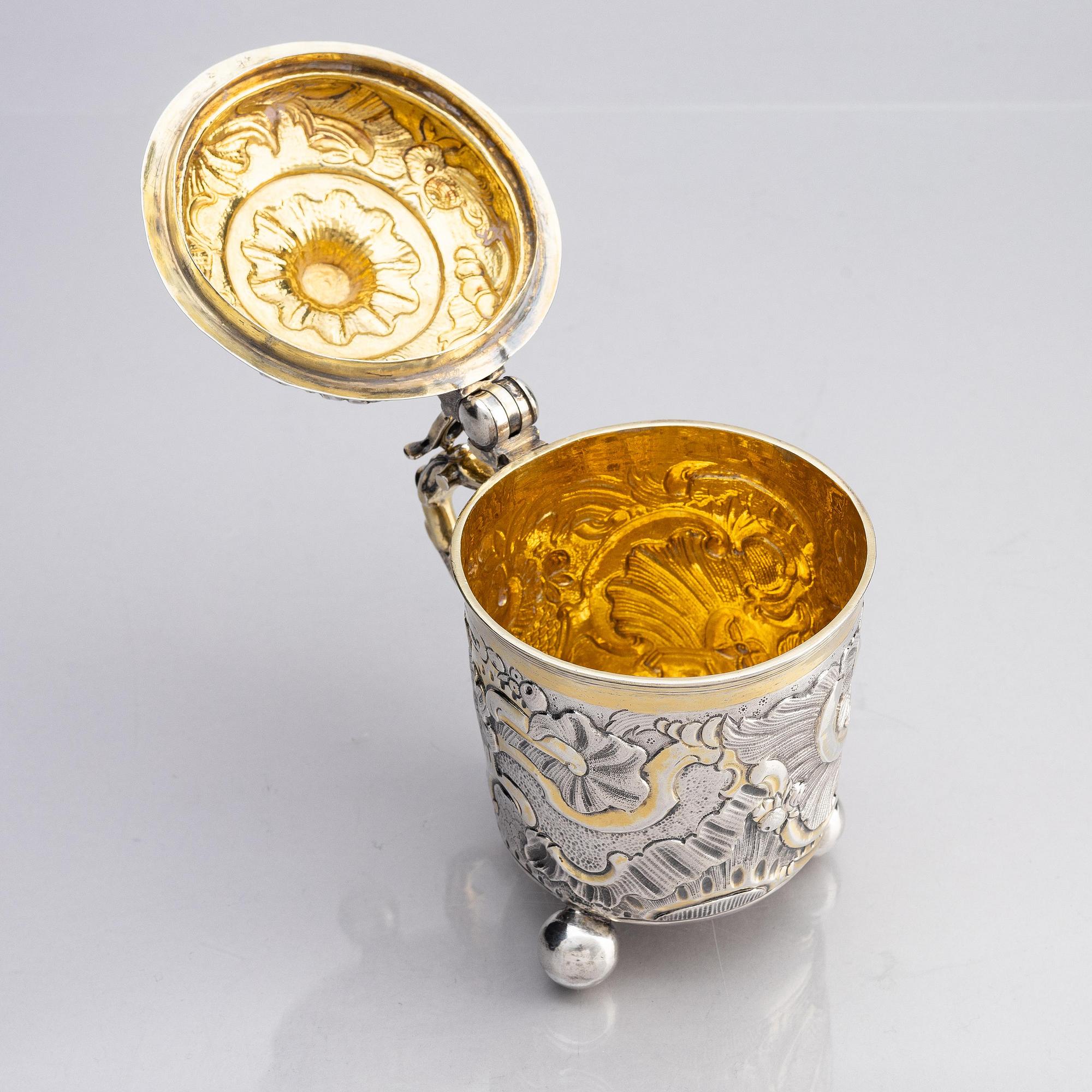 A Russian parcel-gilt silver beaker, unidentified maker, assay master Michail Bobrowschtschikow, Moscow 1764.