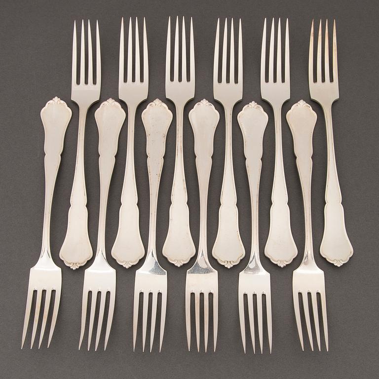 A 173-piece set of 'Chippendale' silver cutlery, Hopeakeskus, Hämeenlinna, Finland 1938-1947.