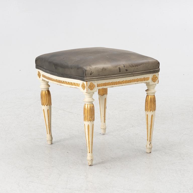 Anders Hellman (father and son, masters in Stockholm 1761-94/1793-1825), a late Gustaivian stool, circa 1800.
