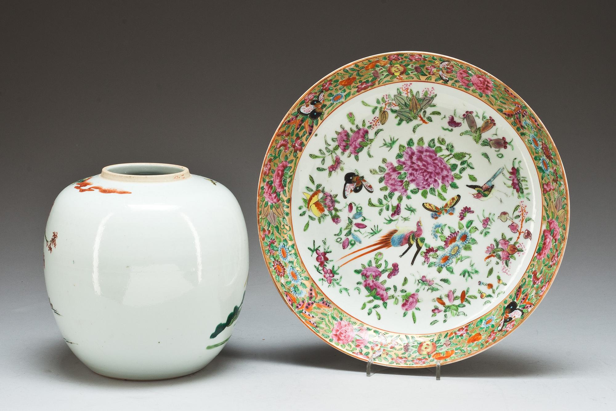 BOJAN OCH FAT, porslin. Kina. Kanton, 1900-tal.