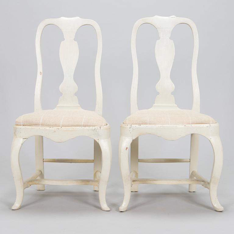 A pair of Swedish Rococo chairs, mid-18th century.