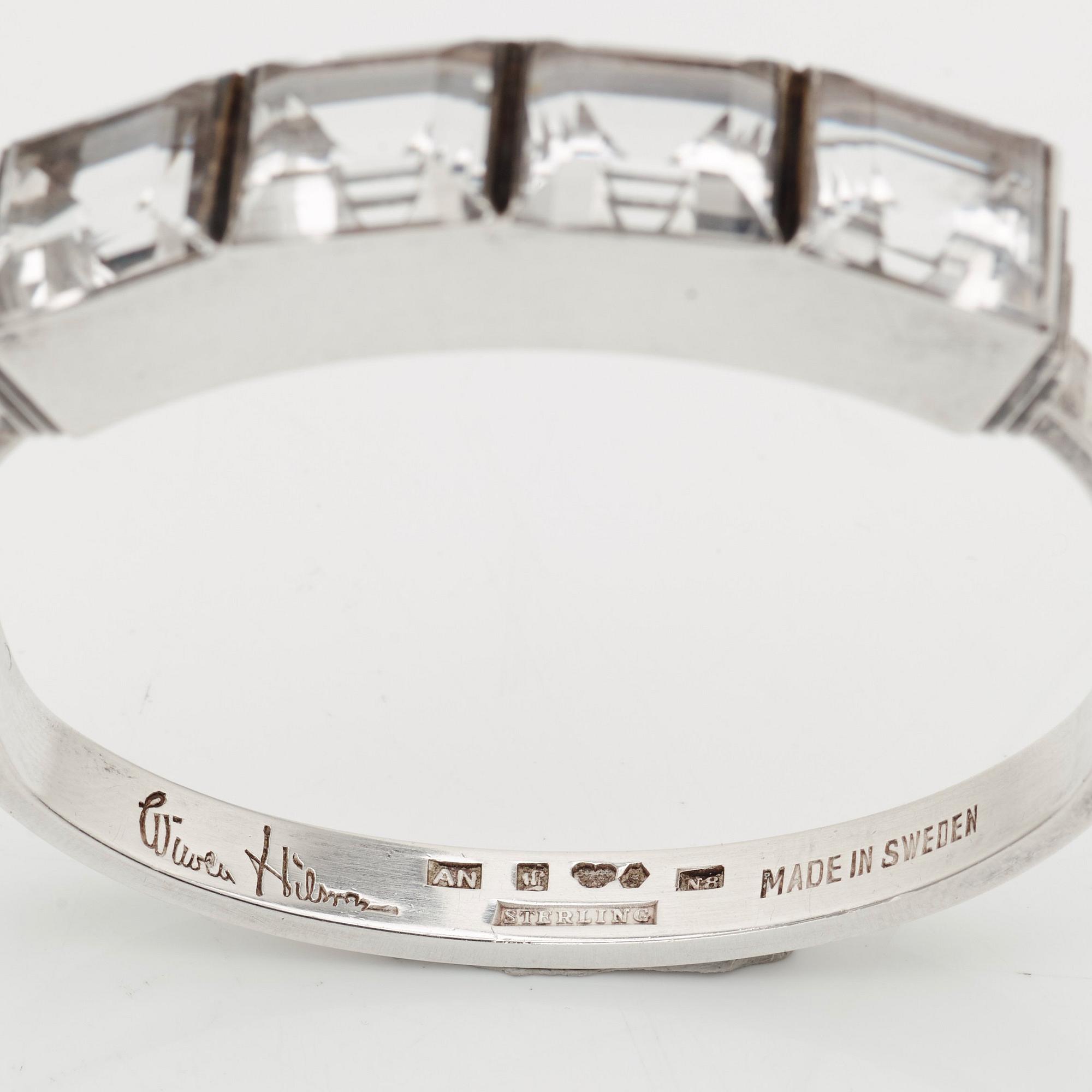 Wiwen Nilsson, armband, Lund 1939, sterling med bergkristall.