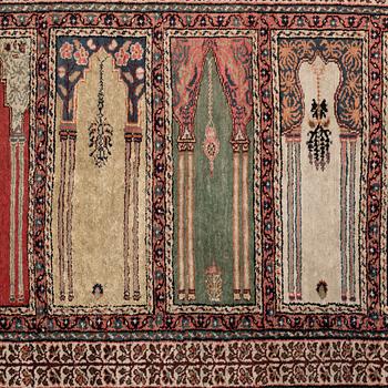 Matto, a runner, an old Anatolian saf, ca 228 x 83,5-85,5 cm (as well as 1,5-2,5 cm flat wave at the ends).