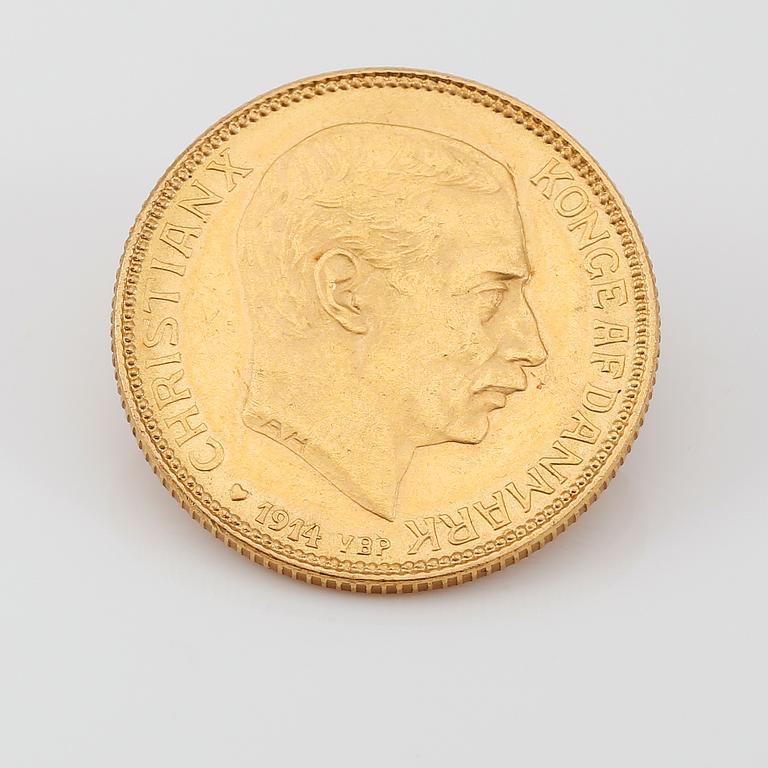 GULDMYNT, 20 kroner, Christian X, Danmark. Vikt ca 9 gram.