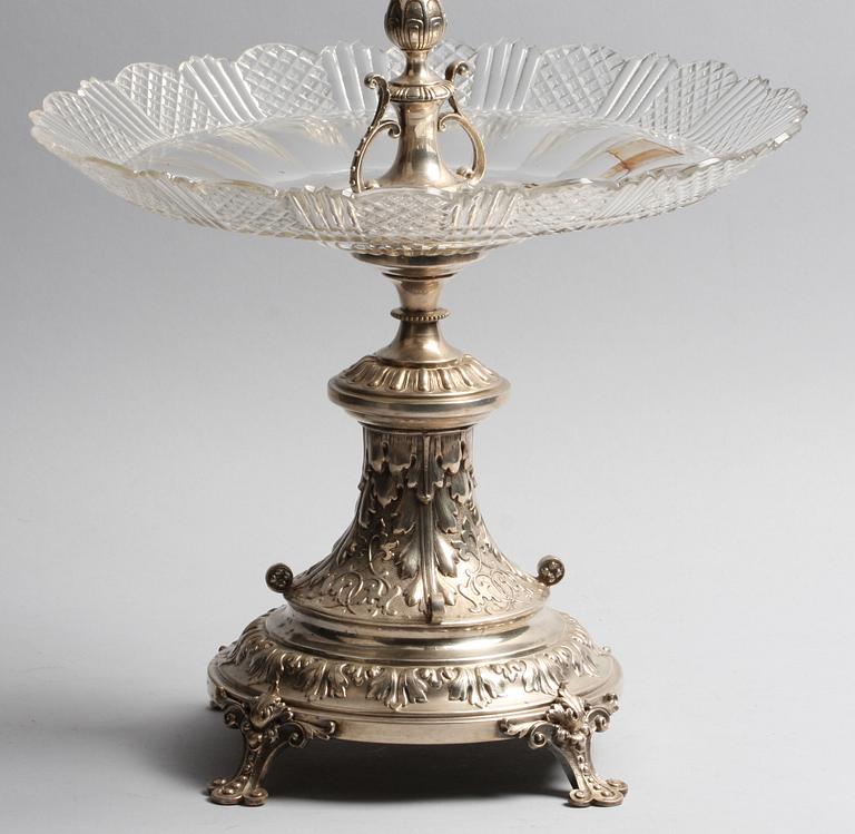 BORDSUPPSATS, nysilver/glas, nyrenässans, 1800-talets senare hälft.