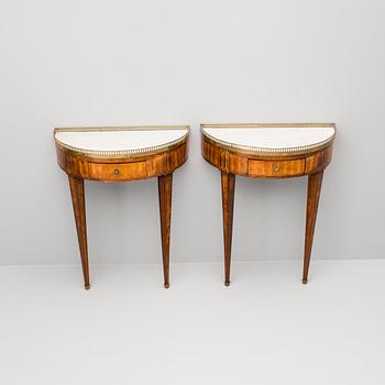 A PAIR OF DEMILUNE WALL TABLES, Central Europe, c. 1800.