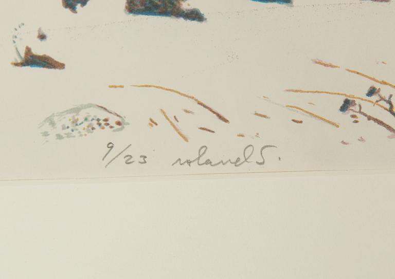 Roland Svensson, färglitografi, signerad och numrerad 9/23.