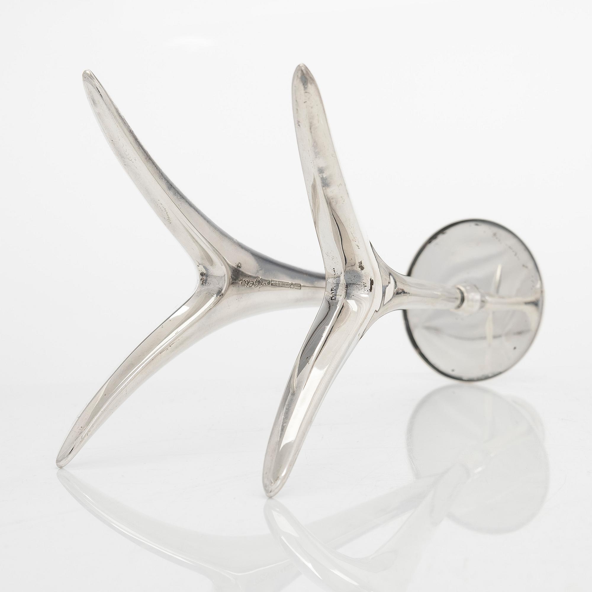 Anna-Greta Eker, A silver candlestick for Auran Kultaseppä Oy, Turku, 1968.