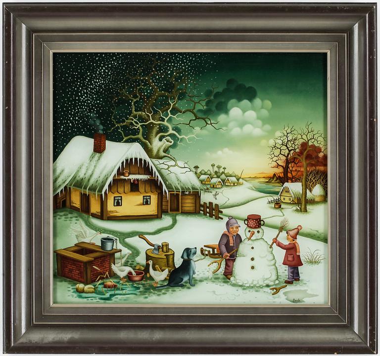 VLADIMIR BECK, glasmålning, signerad.