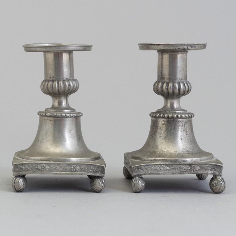 CANDLESTICKS, a pair, pewter, swedish, probably first half of the 19th century.