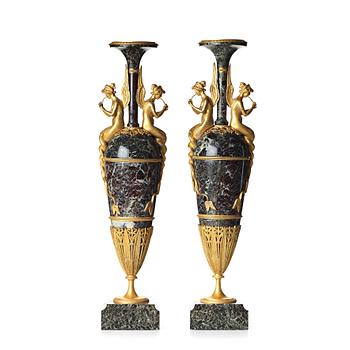 146. A pair of French Empire-style vases, design after Claude Galle, second half of the 19th century.