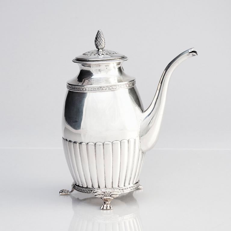 Carl Magnus Ryberg, kaffekanna, silver, Stockholm 1828.