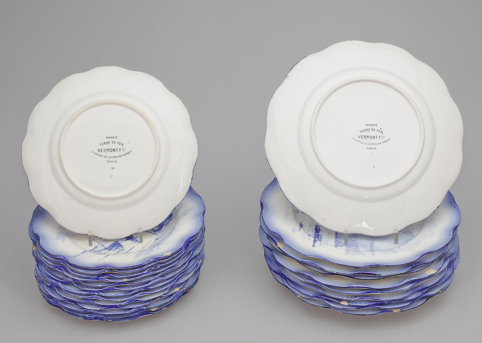 MATSERVIS, 57 delar, "Terre de fer Vermont feres", Paris, omkring 1900.