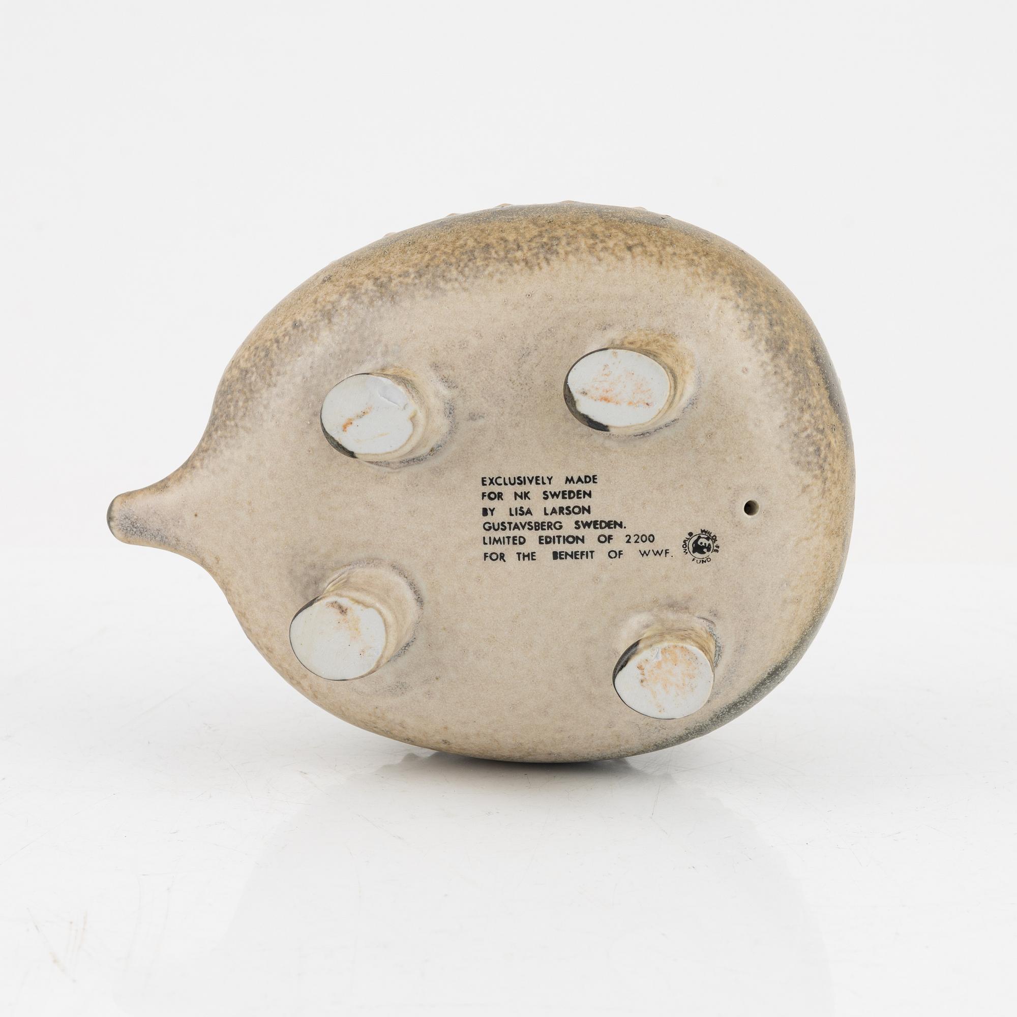 Lisa Larson, a stoneware figurine of a hedgehog, for Nordiska Kompaniet in cooperation with WWF, Gustavsberg.