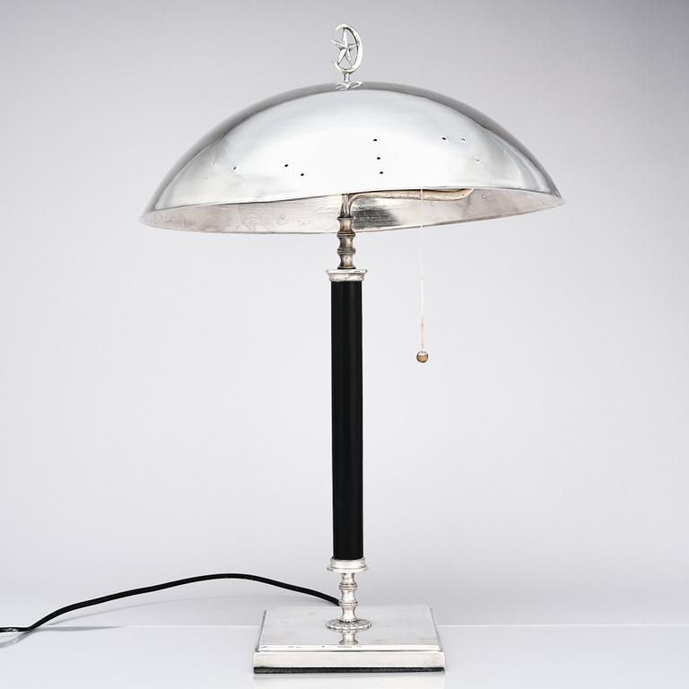 Elis Bergh, attributed to, a Swedish Grace silver plated table light, C G Hallberg, Sweden 1920s.