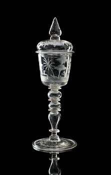 A German engraved goblet, probably Nürnberg, circa 1700.