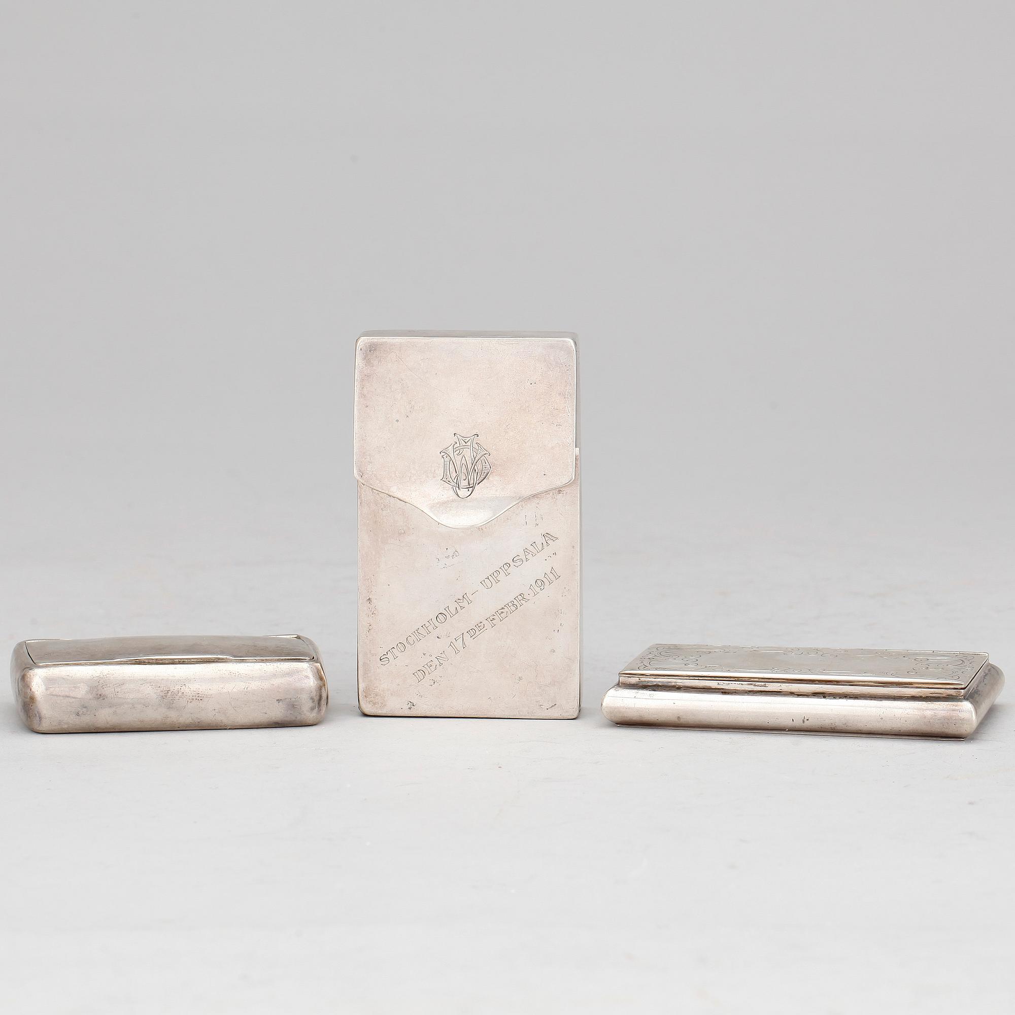 DOSOR, 3 st, silver, bla Guldsmedsaktiebolaget, Stockholm, 1900-tal.  vikt 223 gram.
