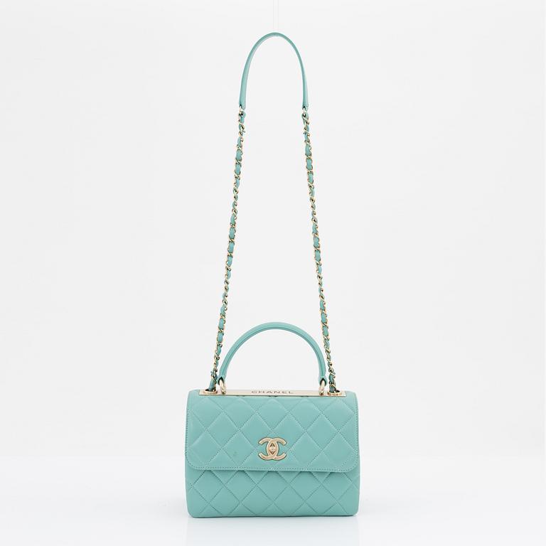 Chanel, a mint green 'Trendy CC' top handle flap bag,2020.