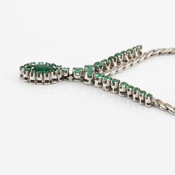 Necklace, 18K white gold with emeralds, Italy.