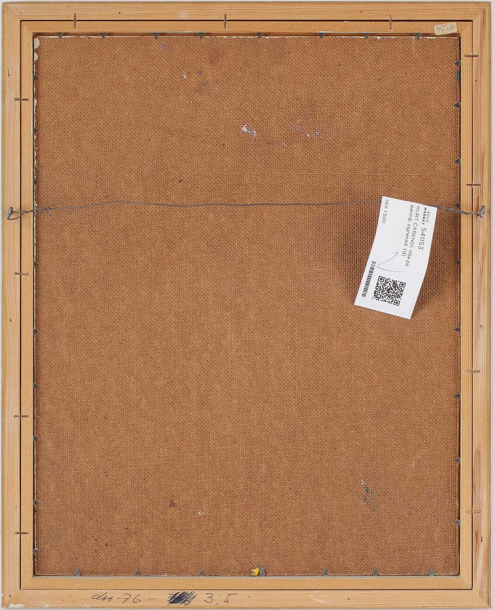 KURT CARENDI, olja på pannå, signerad.