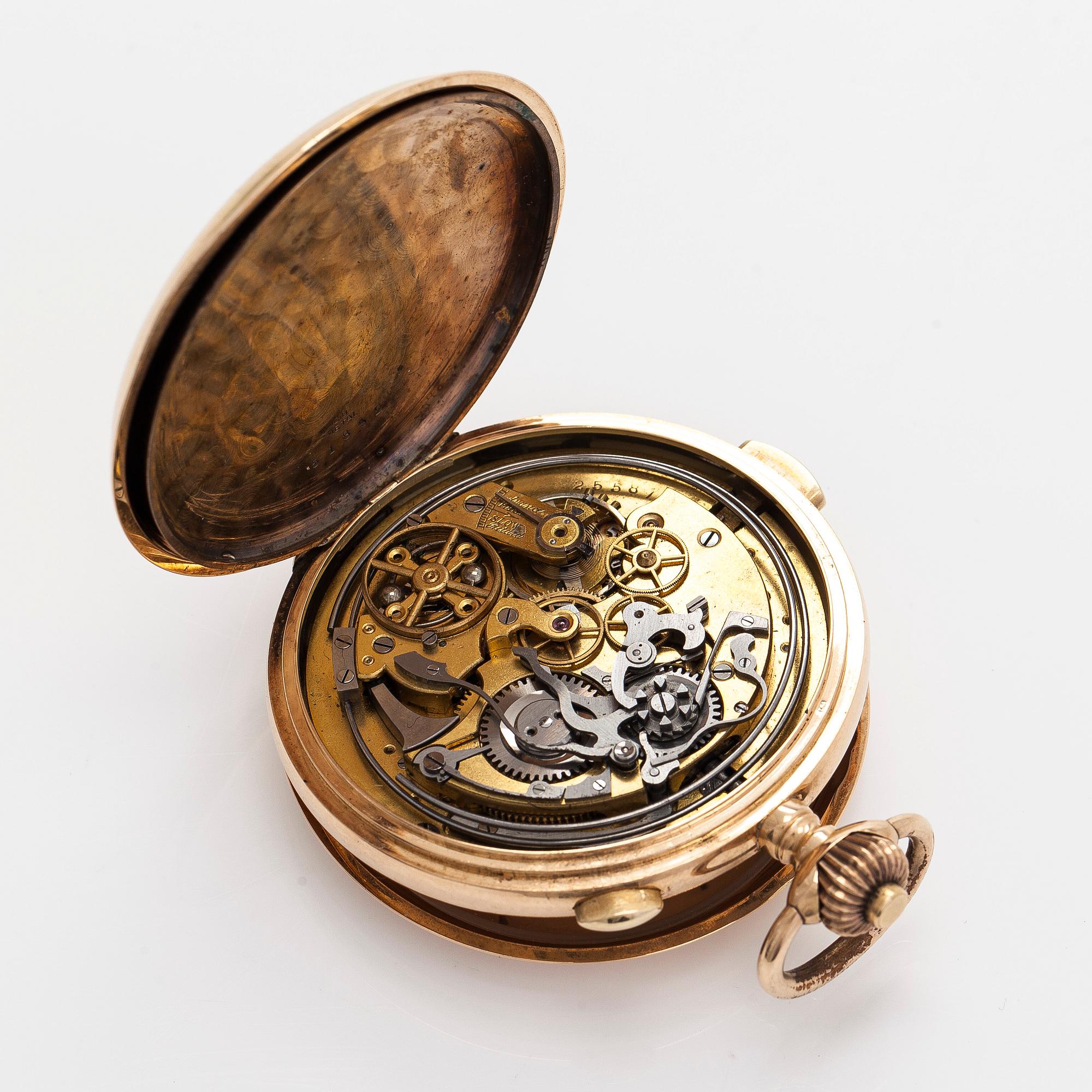 Fickur, repeter, 56 mm,  14K guld, ankargång.