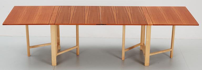 A Bruno Mathsson 'Maria' teak and birch gate-leg table by Firma Karl Mathsson, Värnamo 1965.