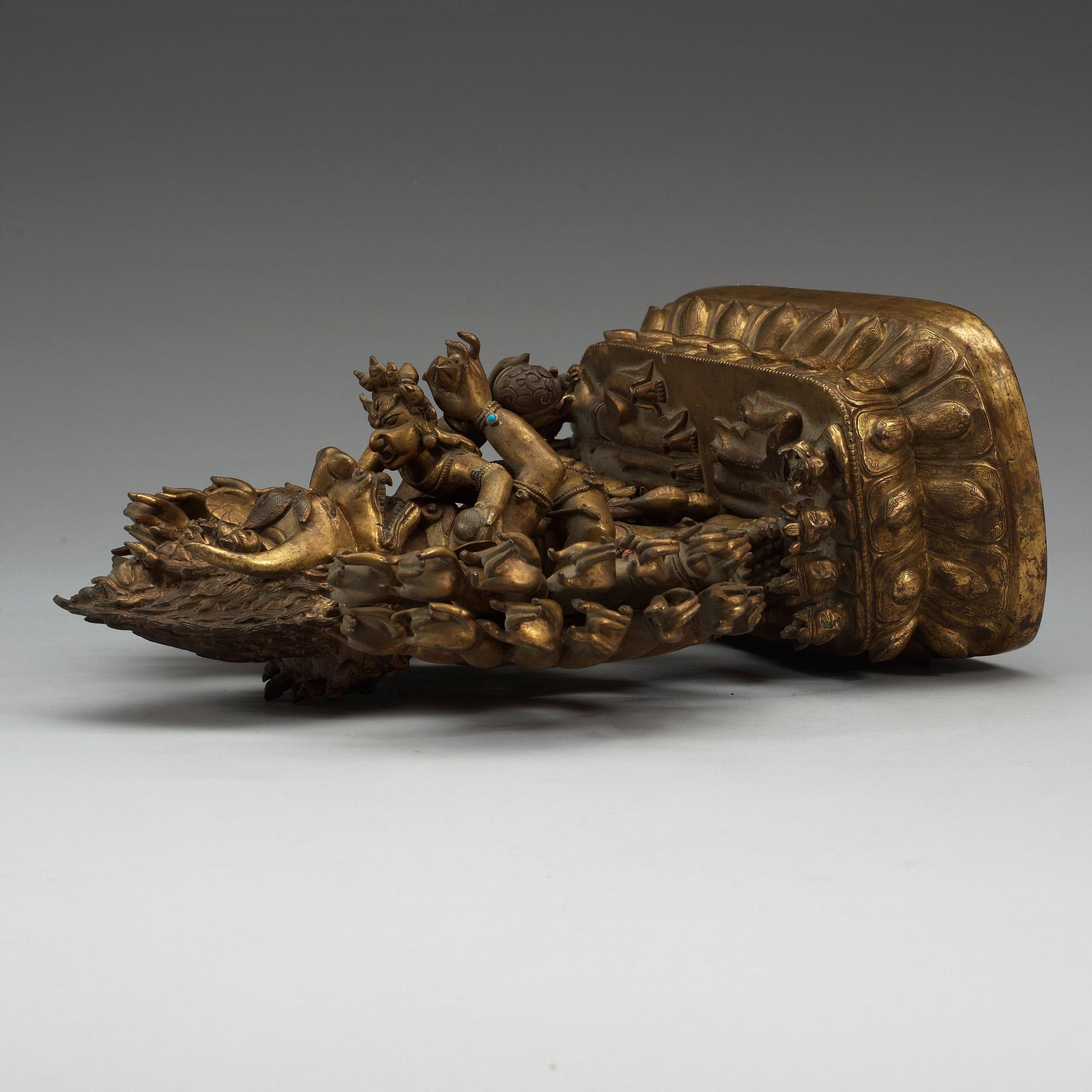YAMANTAKA, förgylld brons. Tibet, troligen omkring 1900.