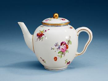 1364. A French Sévres hard paste tea pot with cover, marked dd for 1781.