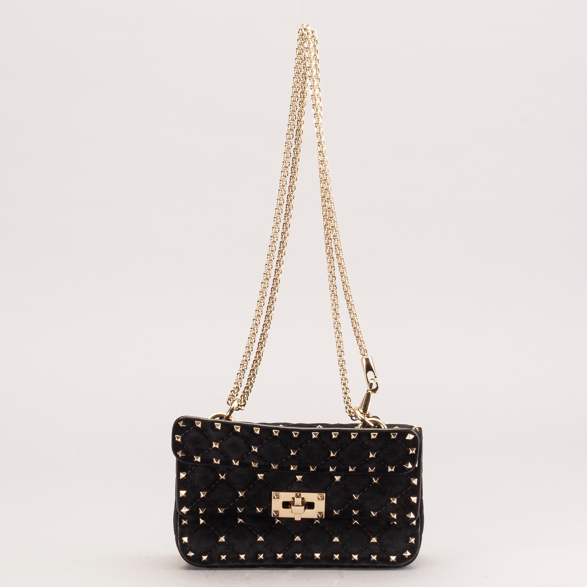 VALENTINO GARAVANI Purse Rockstud Spike Crossbody Bag S Velvet Black Bukowskis