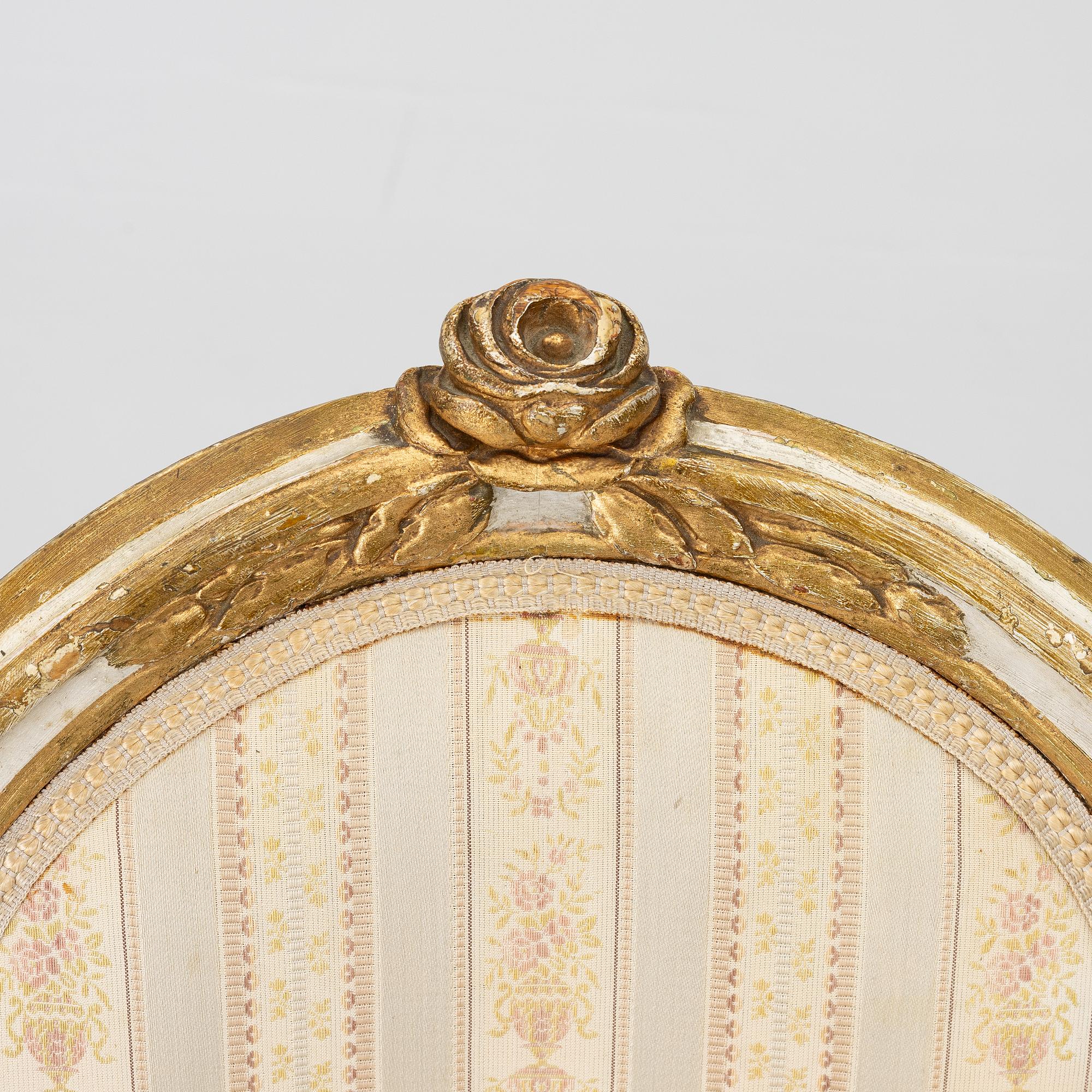 Chairs, a pair, Stockholm work, late 18th century, Gustavian, and a later copy respectively, from 1891.