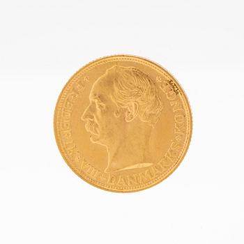 Gold coin 20kr Frederik VIII, Denmark 1910.