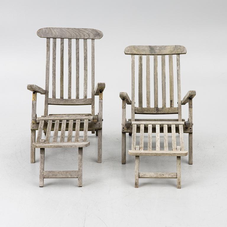 Deck chairs, a pair, circa 2000.