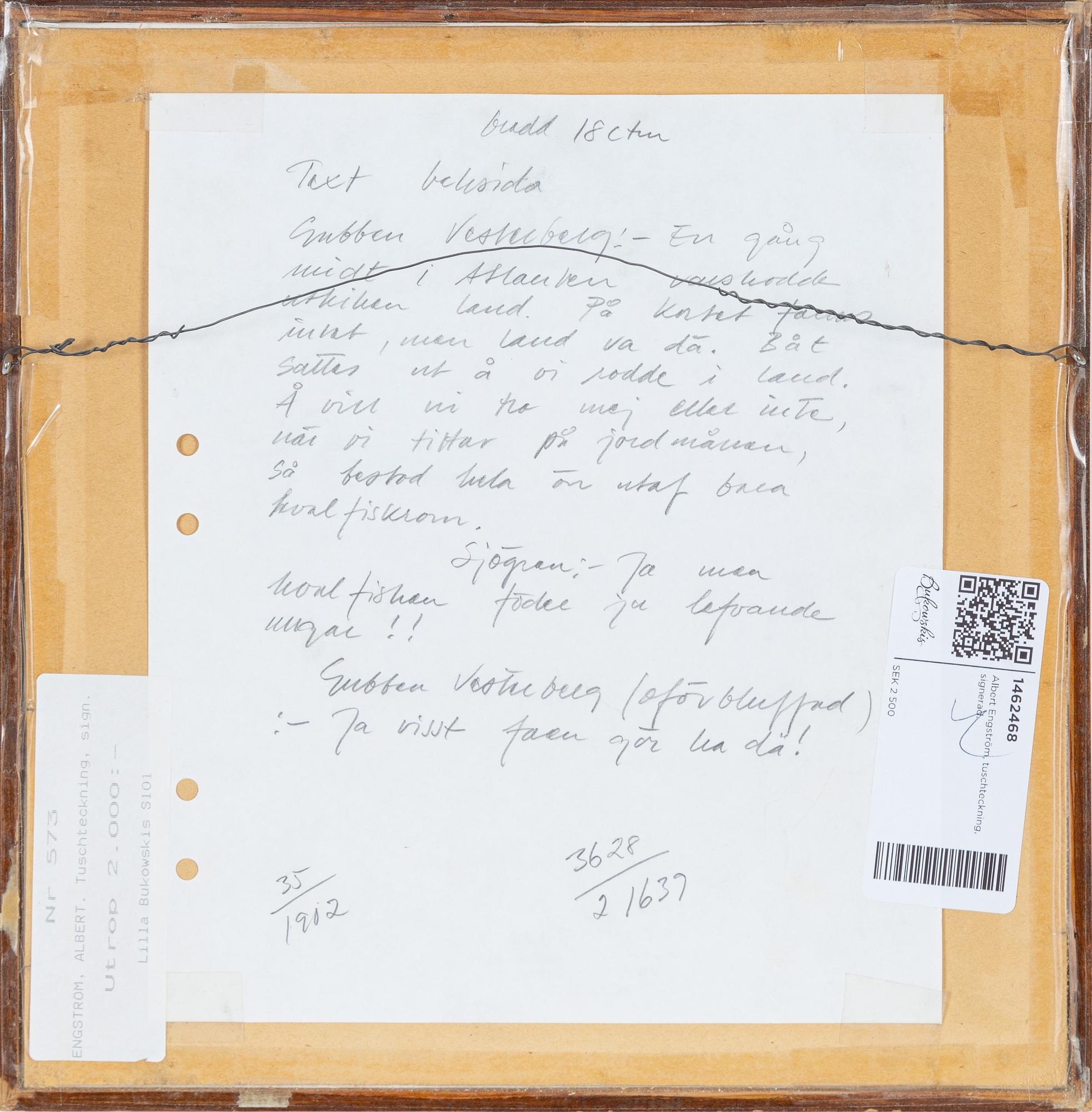 Albert Engström, tuschteckning, signerad.