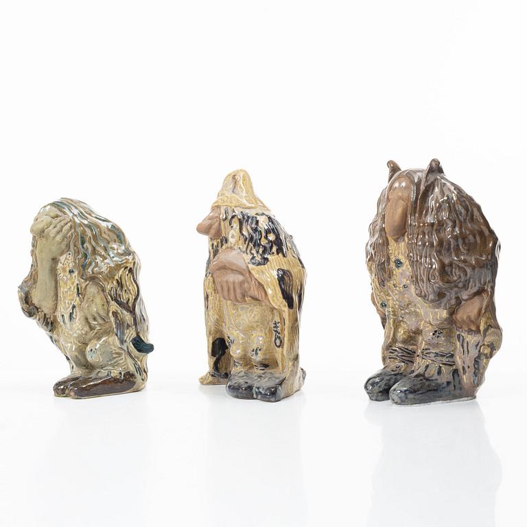 Figuriner 7 st, stengods, "John Bauers Troll", Rosa Ljung, Höganäs.