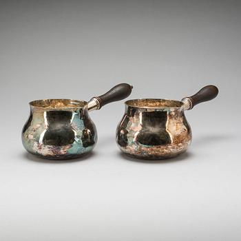 BRANDYPANS, ett par, pläter, England. Omkring 1900.