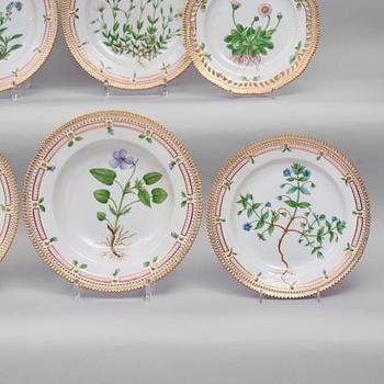 A Royal Copenhagen 'Flora Danica' part dinner service for two, Denmark, 20th Century. (13 pieces).