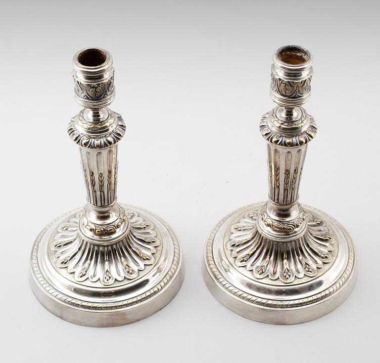 LJUSSTAKAR, 1 par, argent haché, 1800-/1900-tal.