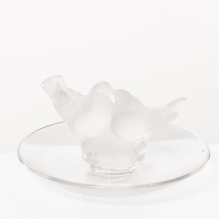 9 glass figurines, Lalique, France.