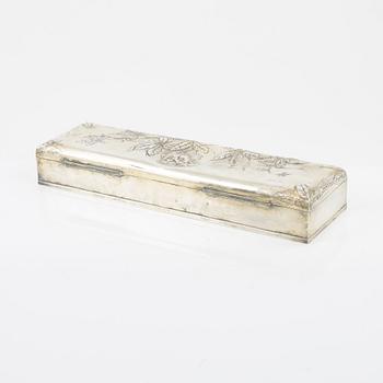 An early 20th century silver plated box, Art Nouveau, Orivit Metallwarenfabrik, Germany.