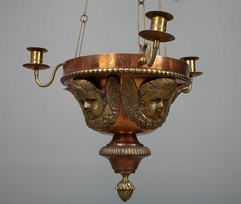TAKAMPEL, mässing och koppar, 1800-talets senare hälft. Tot. h 116.