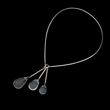 Vivianna Torun Bülow-Hübe, a silver necklace with three drop shaped pendants and a pair of earrings, Stockholm 1961.