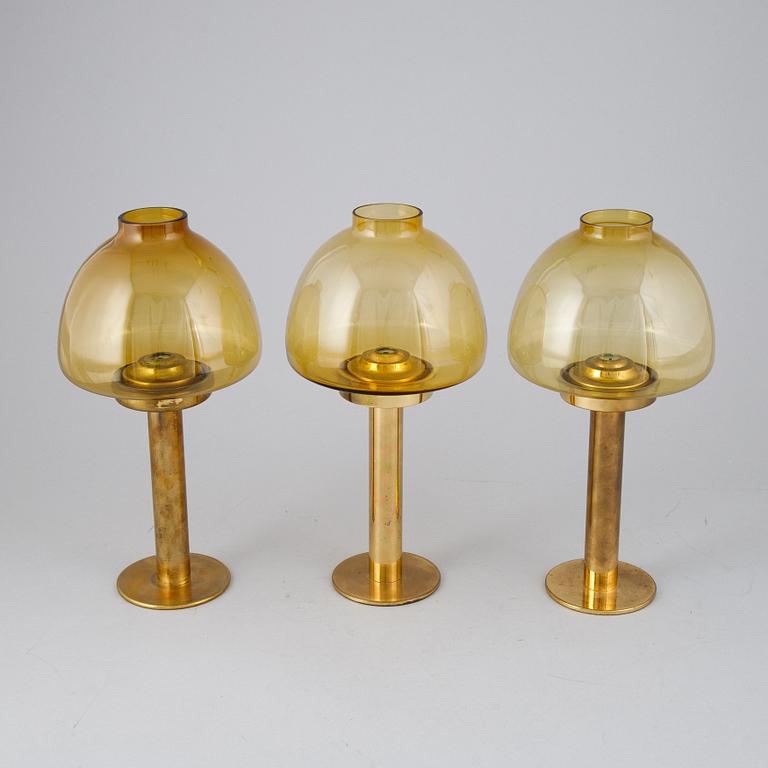Hans-Agne Jakobsson, a set of three 'L102/32' brass and glass light holders, Markaryd.