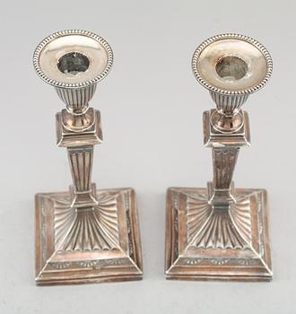 LJUSSTAKAR, 1 par, silver, Sheffield 1884.