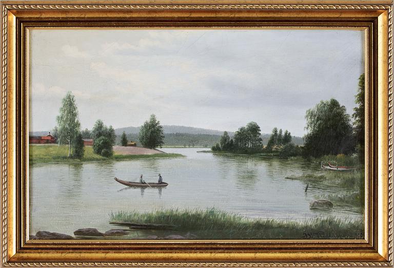 OKÄND KONSTNÄR, olja på duk, ett par. Sign JS Riddersporre 1906.